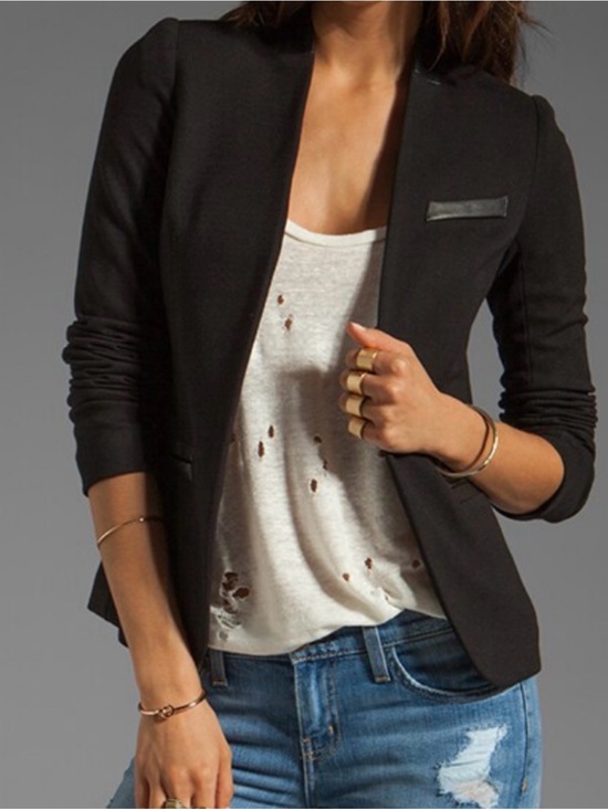 Bailey 44 Jackets & Blazers - Bailey 44 Chassis Jacket Black Faux Leather Trim Blazer Size S